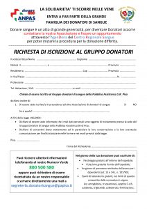 Modulo iscrizione donatori